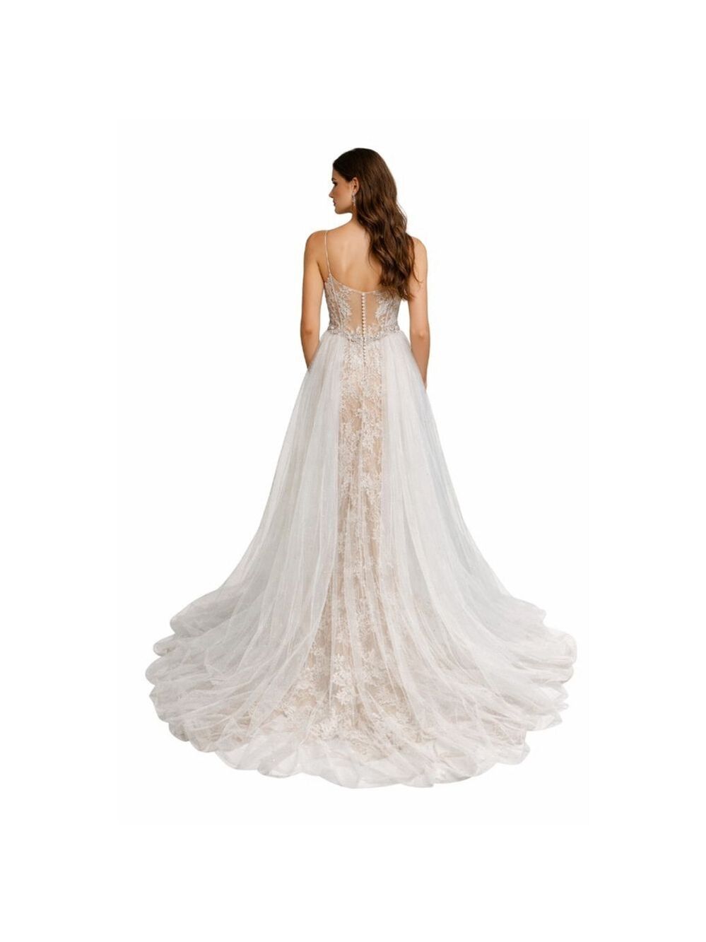 Sherri Hill Ivory Nude Lace Wedding Dress US 10 - Picture 3 of 15